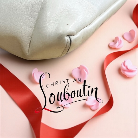 Christian Louboutin KHEPIRA Black & Cream Clutch/Shoulder Bag HTF Beetle Closure - Picture 7 of 13